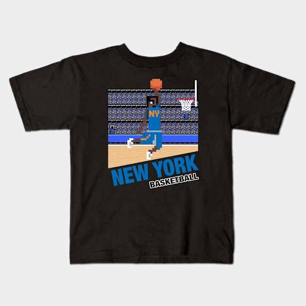 New York Basketball 8 bit pixel art cartridge design Kids T-Shirt by MulletHappens